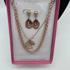 Laundry by Shelli Segal 16" & 18" Layered Gold Tone Rope Necklace & Earrings Set